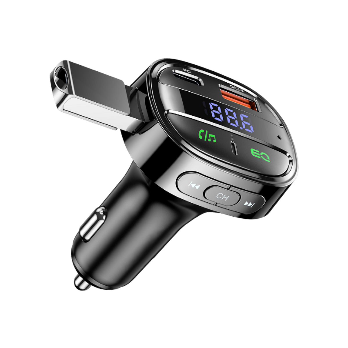 Bluetooth FM Transmitter with PD30W Fast Charging Black