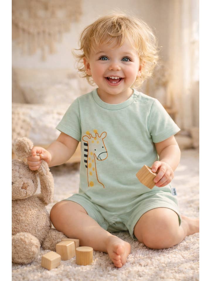 Wholesale Giraffe Print Baby Romper | Soft Cotton Bodysuit 3 Colors