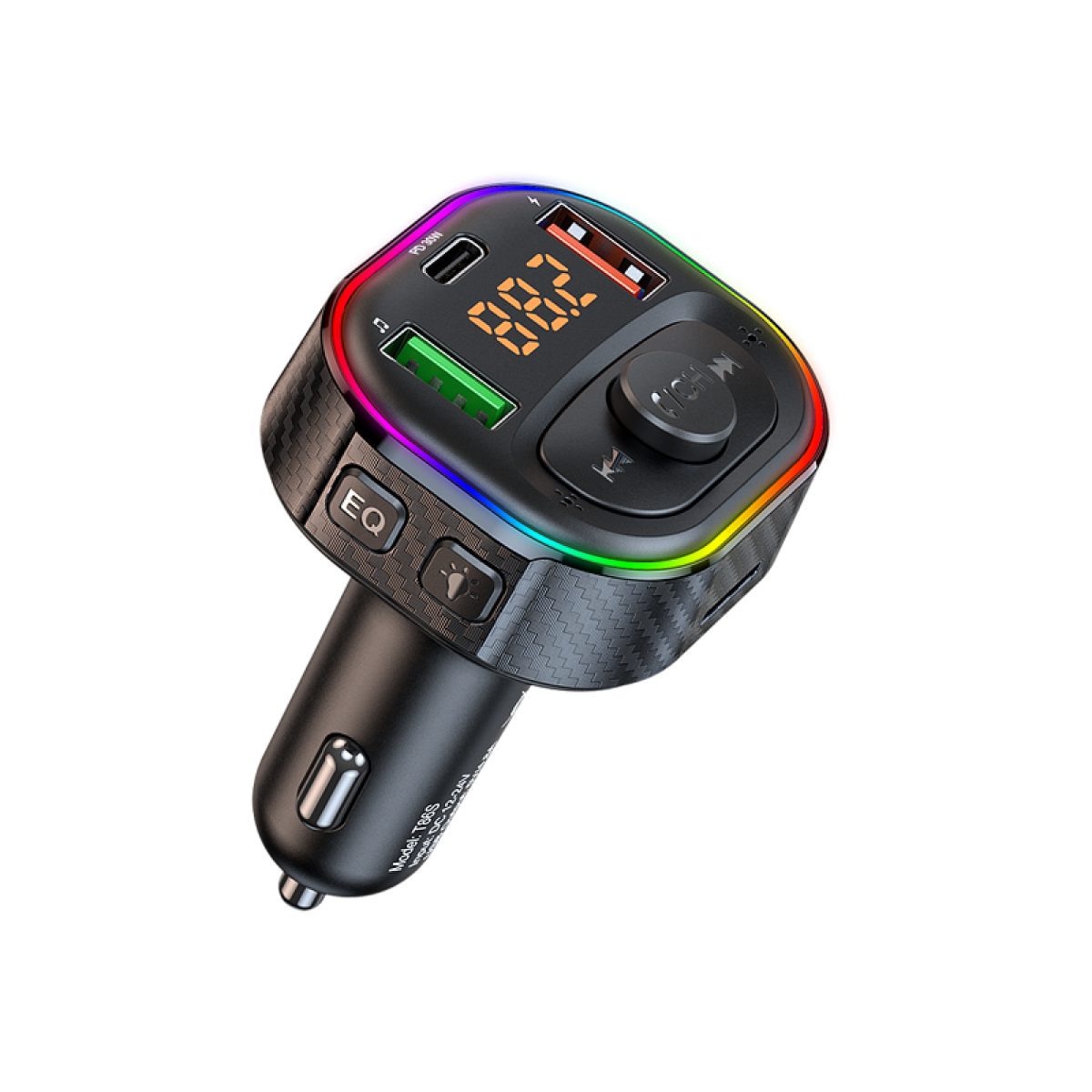 Bluetooth FM Transmitter with PD30W Fast Charging Black