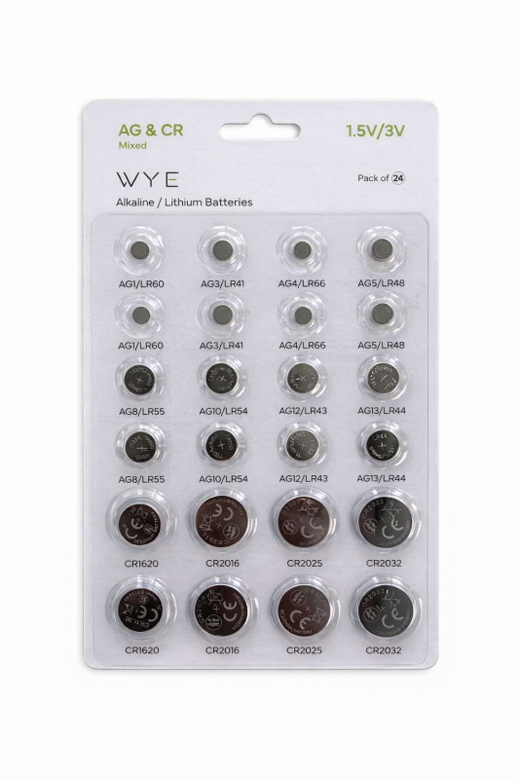 WYE Alkaline / Lithium Batteries - Mixed Pack of 24