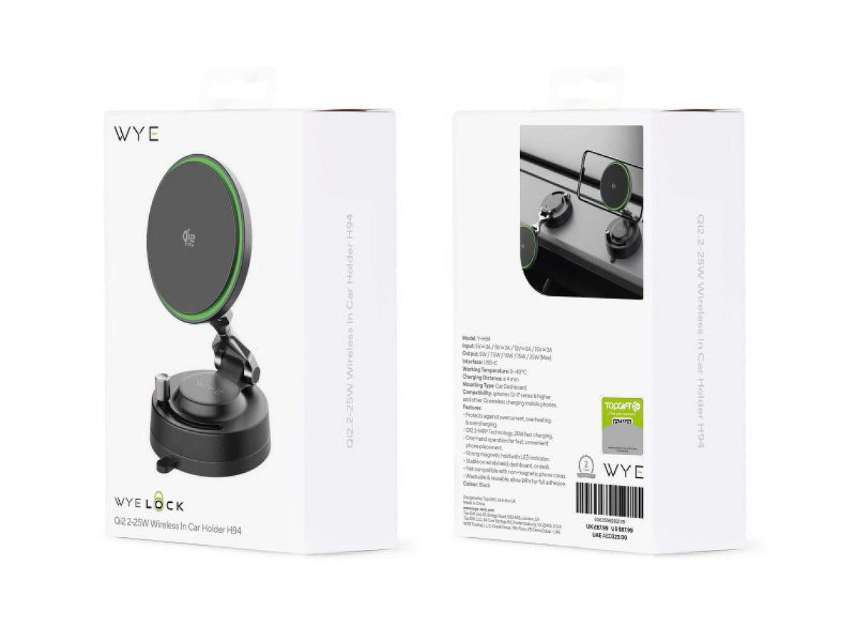 Magnetic Wireless Charging Dashboard Mount Black