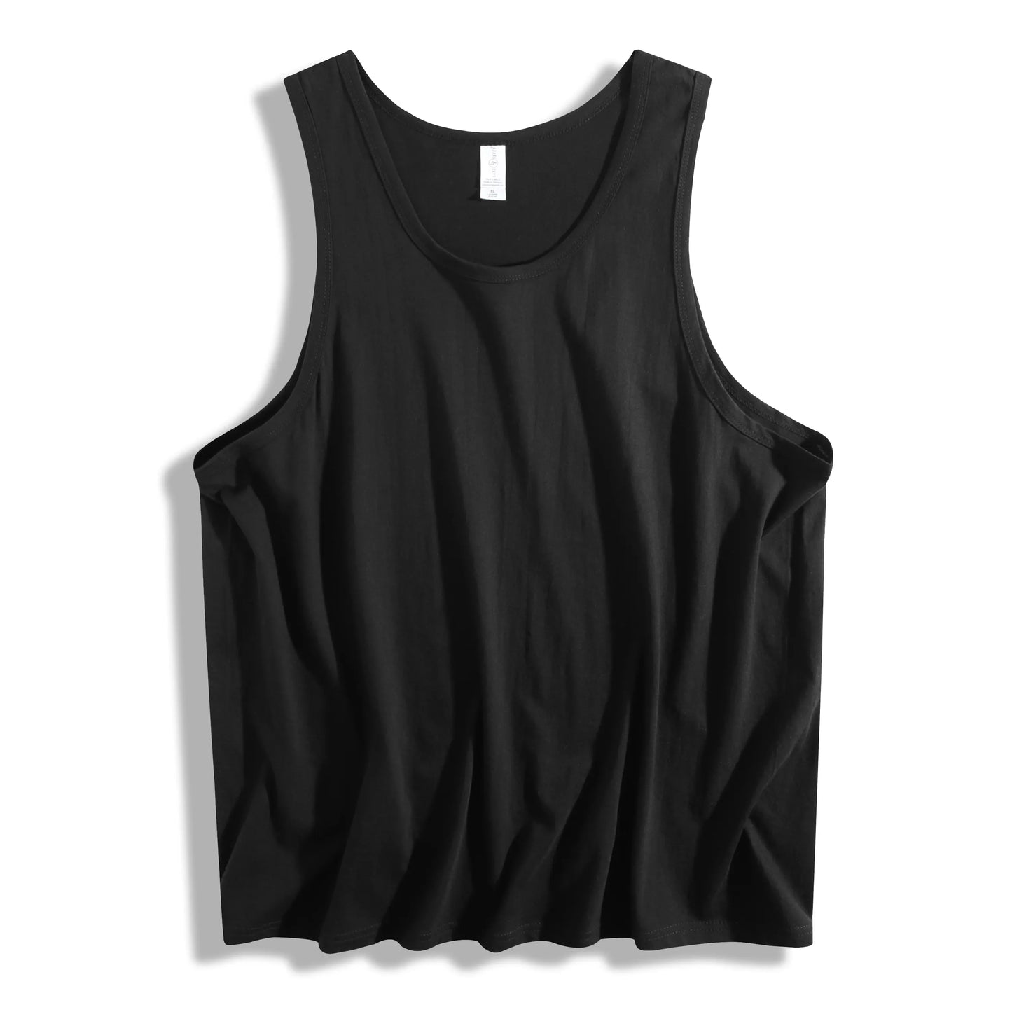 Free Shipping Men's Tank Top 100% Cotton Gym Workout Vest Streetwear Muscle Fit 180gsm Solid Fitness Sleeveless Top for Men
