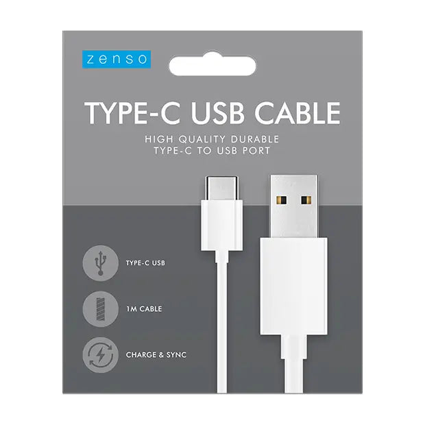 Type-C To USB White Cable 1M