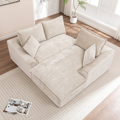Wholesale Ivory Chenille L‑Shaped Modular Sectional Compressed Sofa