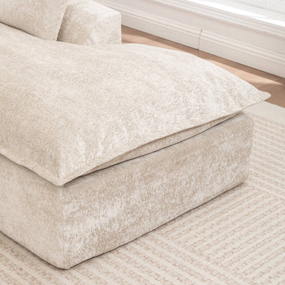 Wholesale Ivory Chenille L‑Shaped Modular Sectional Compressed Sofa
