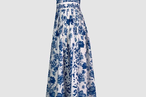 Wholesale A-Line Loose Flower Print Split-Joint Lapel Maxi Dresses
