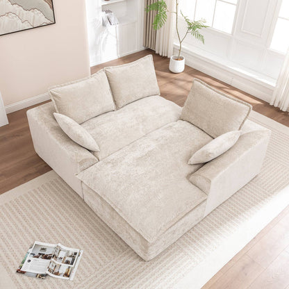 Wholesale Ivory Chenille L‑Shaped Modular Sectional Compressed Sofa