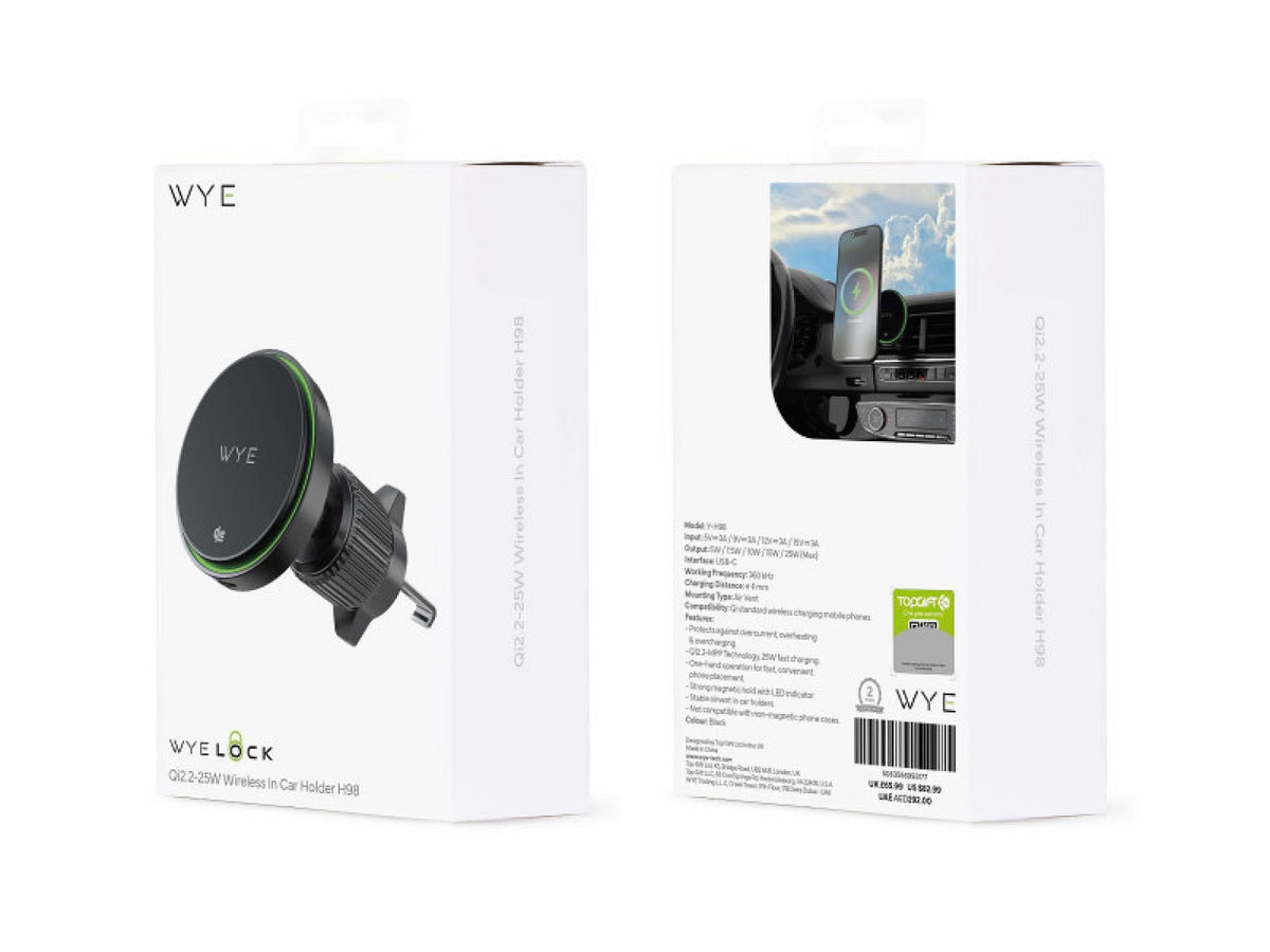 Magnetic Wireless Charging Air Vent Mount Black
