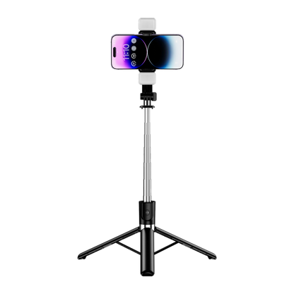 Selfie Stick with Dual Fill Light Black