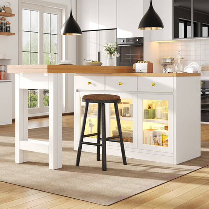 Wholesale Extendable kitchen island with rotatable table, LED lights and storage ARMOIRESTYLE