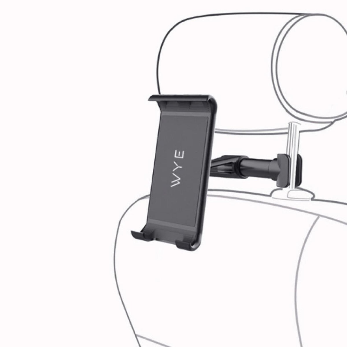 Car Headrest Tablet &amp; Phone Holder Black