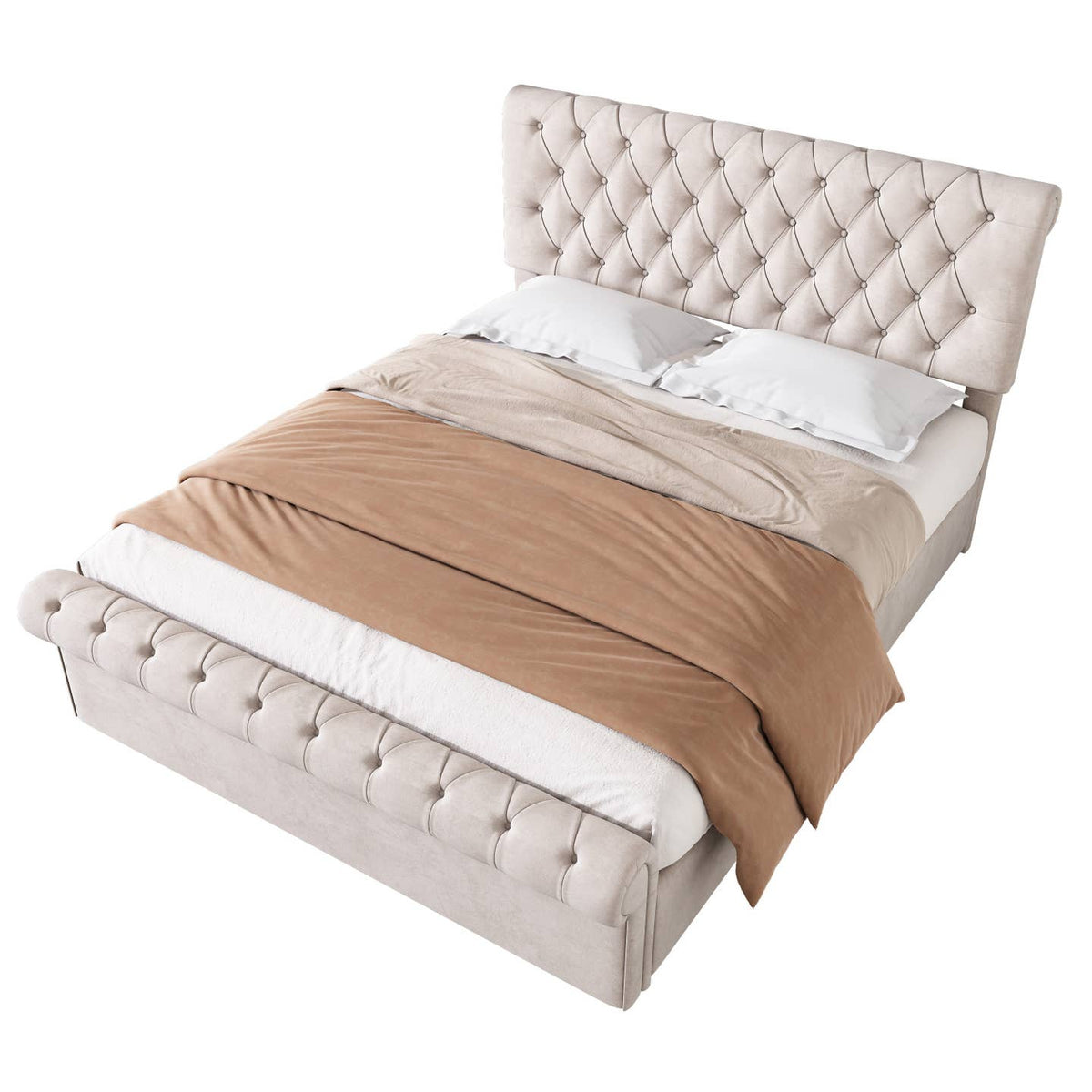 Wholesale Luxury Velvet King Size Bed Frame with Underbed Storage