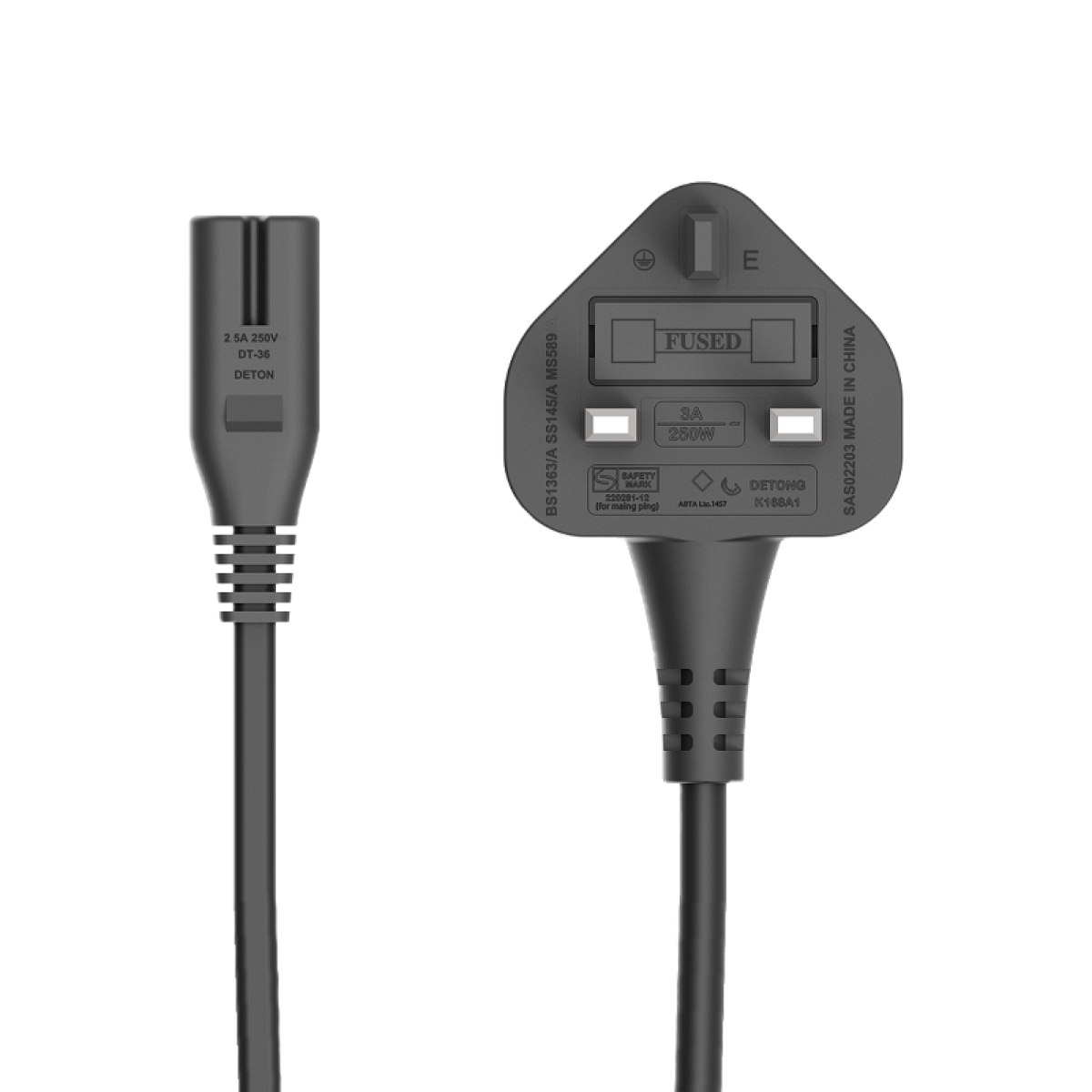 Y-PC01-1M1 Figure-8 (C7) UK Power Cord 1.5M Black