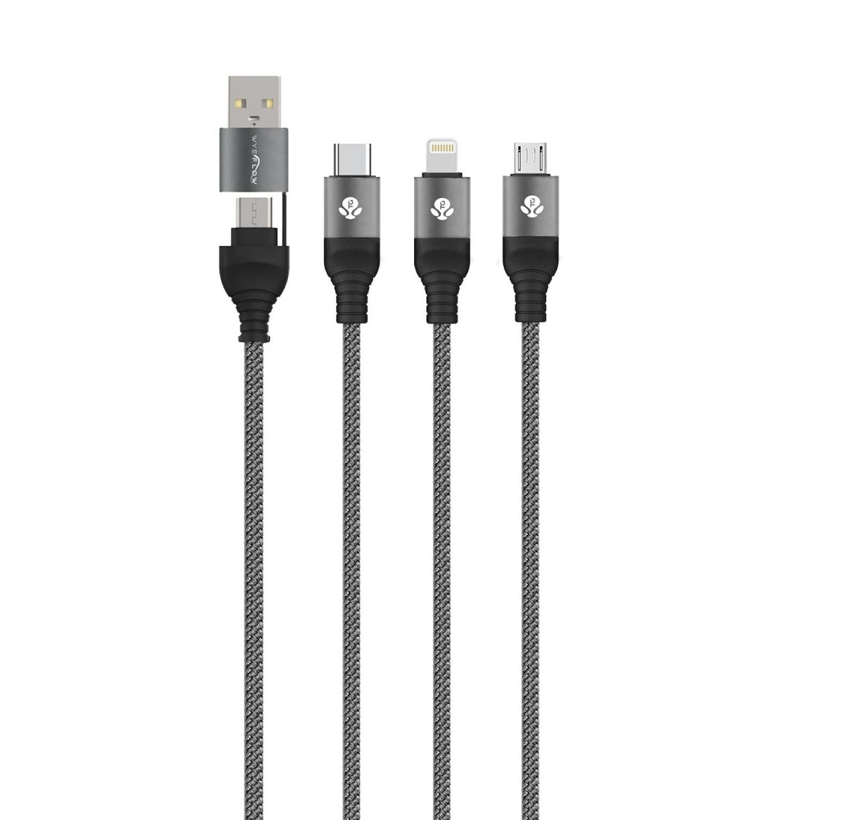 WYEFLOW 6-IN1 Aluminum Alloy Braided 60W Super Fast Charging Cable 1.2m