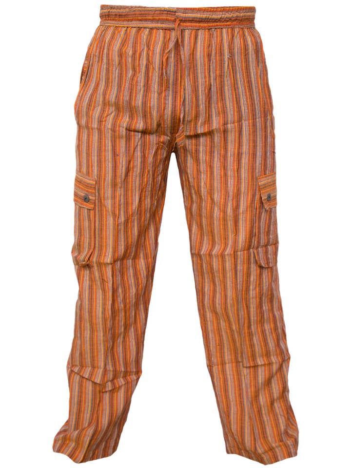 Wholesale Striped Cargo Lounge Cotton Loose Trousers