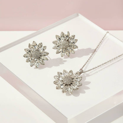 Wholesale Flower Crystal Necklace & Earrings Set