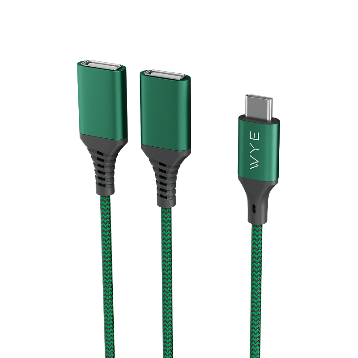 Y-DC72CAM2FM12 USB-C to Dual USB-A Adapter Cable Green