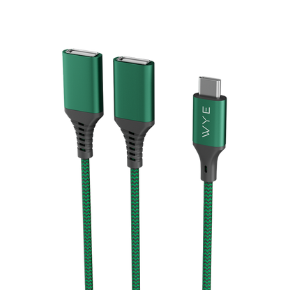 Y-DC72CAM2FM12 USB-C to Dual USB-A Adapter Cable Green