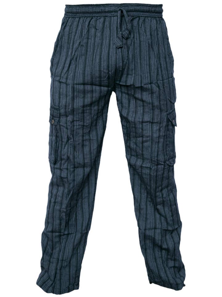 Wholesale Striped Cargo Lounge Cotton Loose Trousers