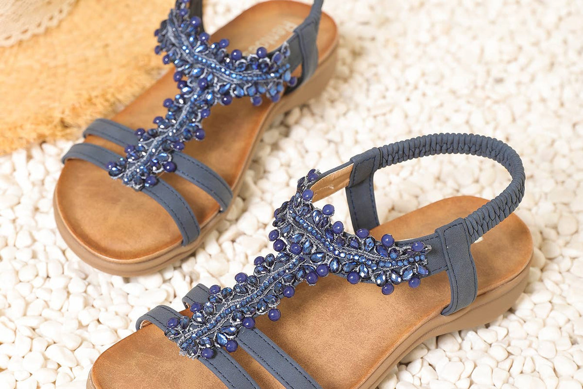 Wholesale Ladies' Diamante Beaded Flat Sandal JS698-13