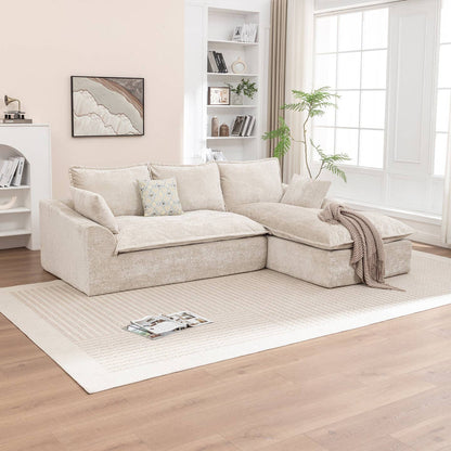 Wholesale Ivory Chenille L‑Shaped Modular Sectional Compressed Sofa