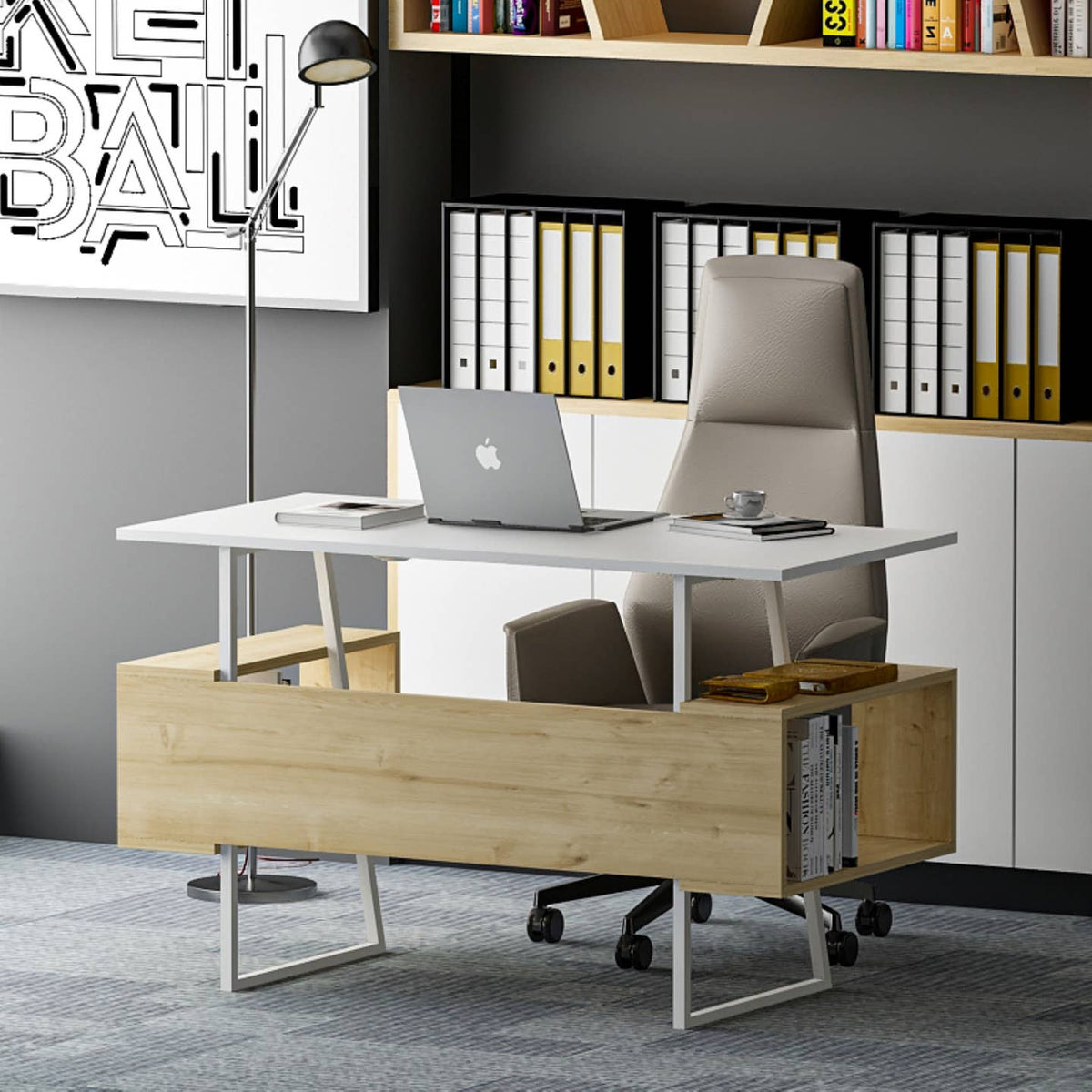 Wholesale P&W Study Desk with Shelves Computer Laptop Desk