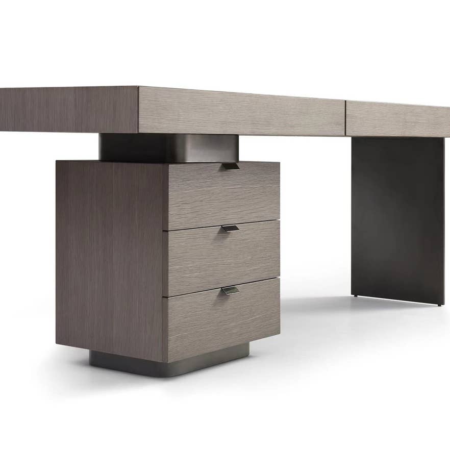 Wholesale Oston Office Desk - Grey - Left Hand Drawers
