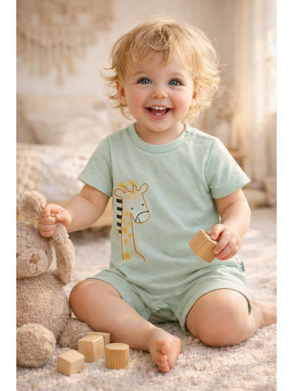 Wholesale Giraffe Print Baby Romper | Soft Cotton Bodysuit 3 Colors