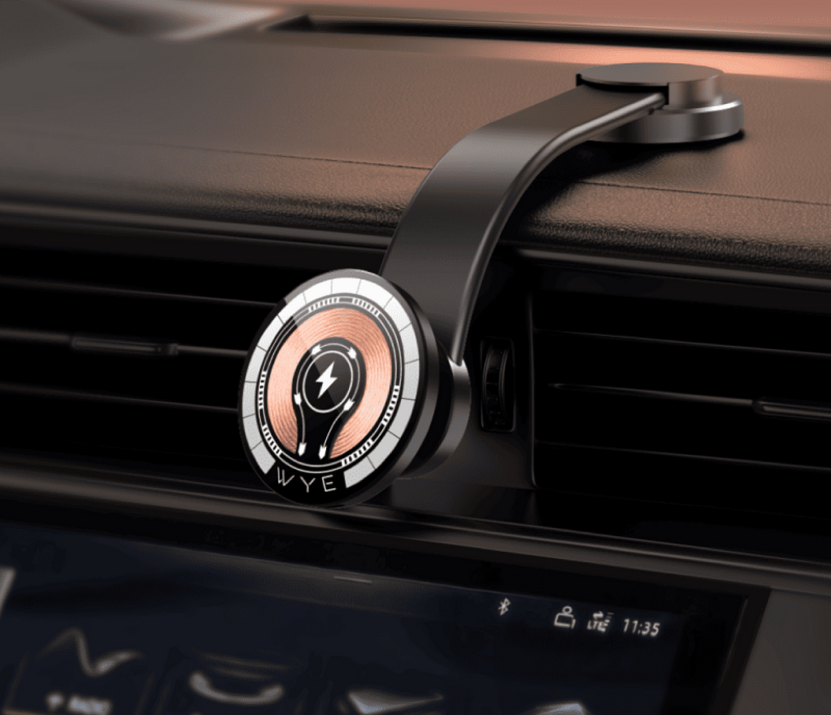 Magnetic Wireless Charging Phone Mount Black