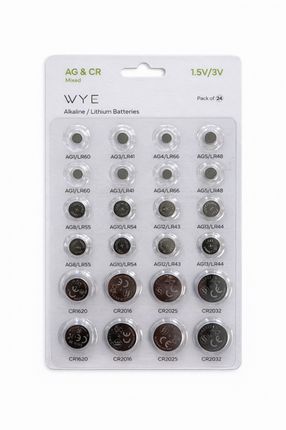 WYE Alkaline / Lithium Batteries - Mixed Pack of 24