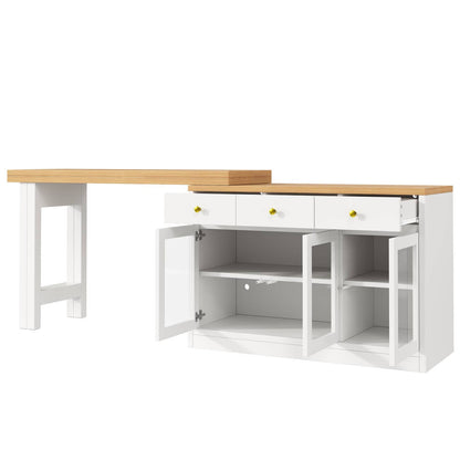 Wholesale Extendable kitchen island with rotatable table, LED lights and storage ARMOIRESTYLE