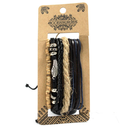 Wholesale Mens Bracelet Sets - Metal & Leather (asst)