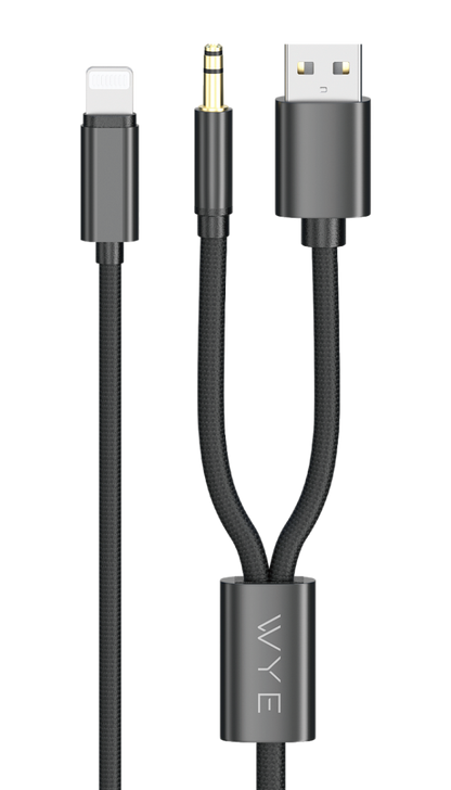 Y-AX02-2IN1 AUX Audio Cable 1.2M Black