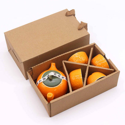 Wholesale Herbal Orange Teapot Set - Pot & Four Cups