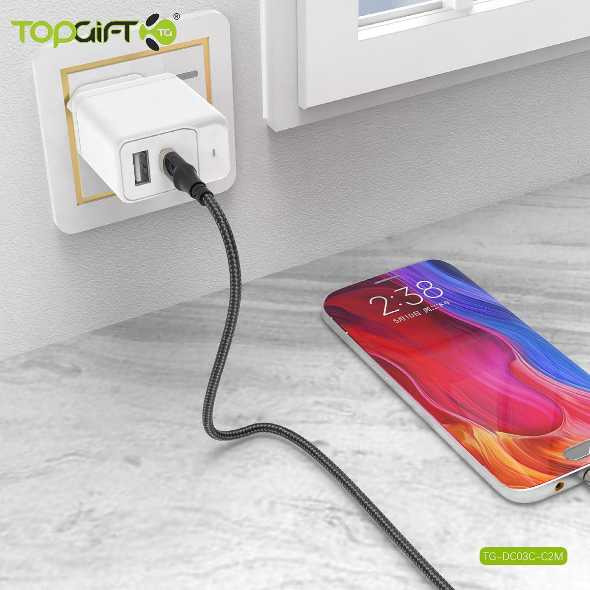 WYEFLOW USB-C to USB-C Nylon Braided Fast Charging 2m Data Cable