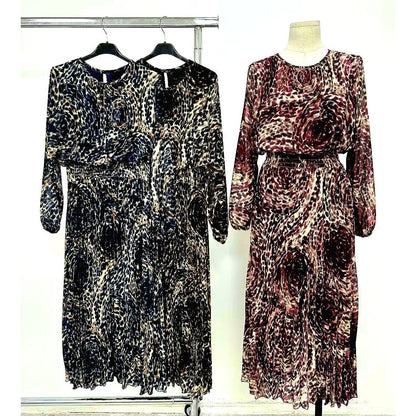 Wholesale Vienna Pleated Crew Neck Maxi Dress
