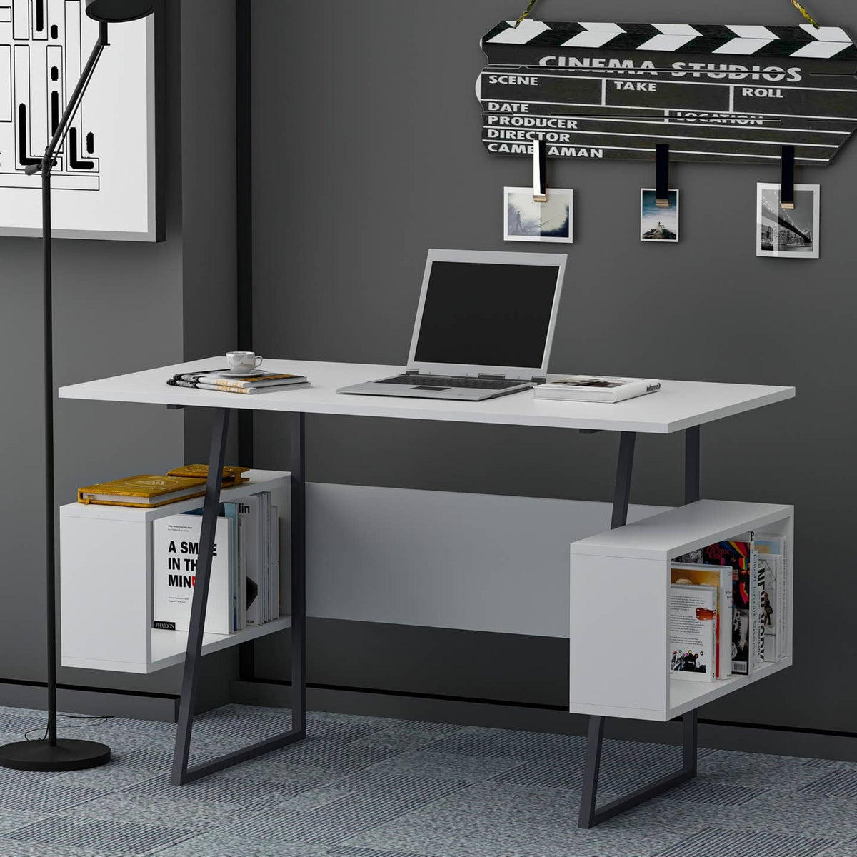 Wholesale P&W Study Desk with Shelves Computer Laptop Desk