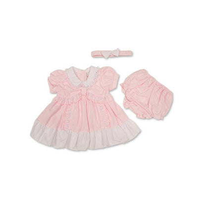 Wholesale Baby Dress Pink with Ruffles and Lace Collar - 0-6 Months