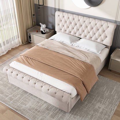 Wholesale Luxury Velvet King Size Bed Frame with Underbed Storage