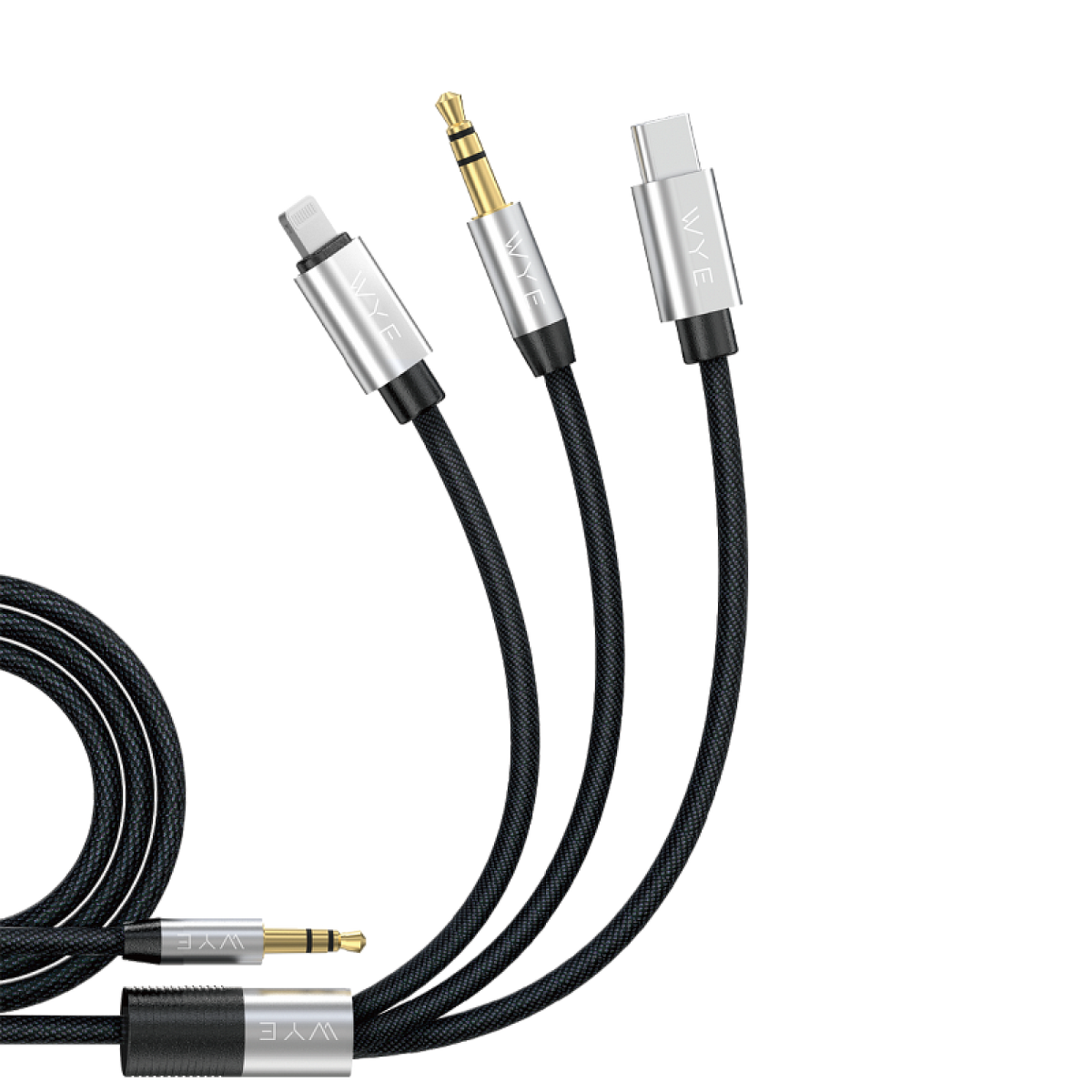 Y-AXO4-3IN1 Multi-Connector AUX Audio Cable 1.2M Black