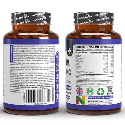 Wholesale Magnesium, Calcium, Zinc, Vitamin D3 (Vegan D3) 180 Capsules