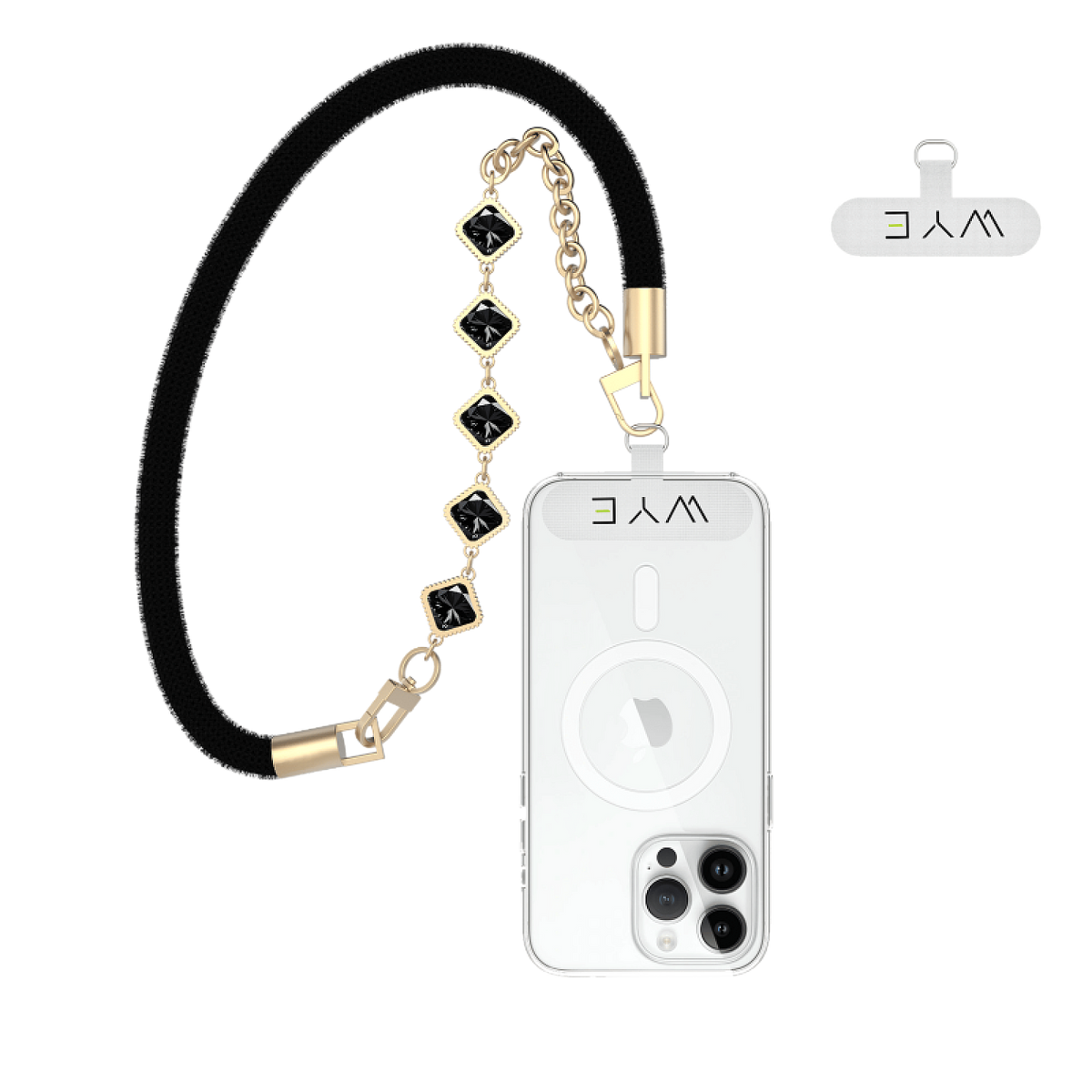 Y-LY07 Chenille Wrist Phone Strap Black