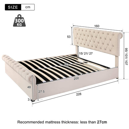 Wholesale Luxury Velvet King Size Bed Frame with Underbed Storage