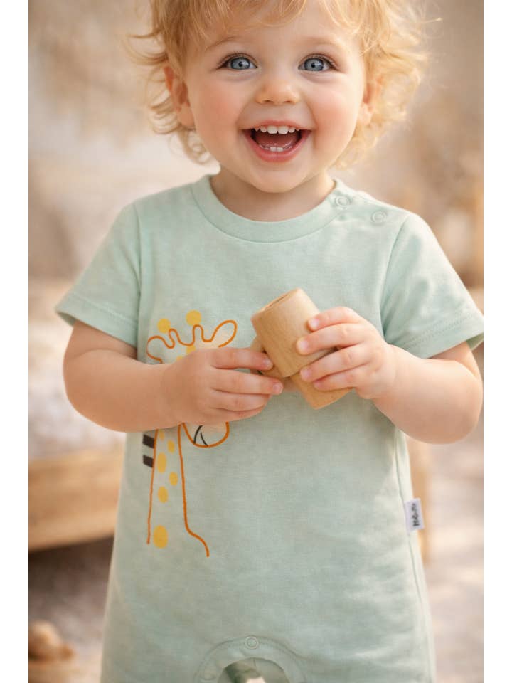 Wholesale Giraffe Print Baby Romper | Soft Cotton Bodysuit 3 Colors