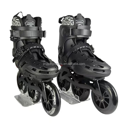 2025 Jingying Custom Factory 3 Wheels Inline Adjustable Slalom Roller Skates CNC Aluminum Frame Freestyle Roller Skating Shoes