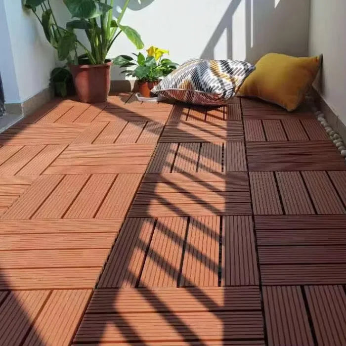 Small Balcony Outdoor Interlocking Deck Tiles Compact Size DIY Install Waterproof Anti-Slip for Urban Apartments
