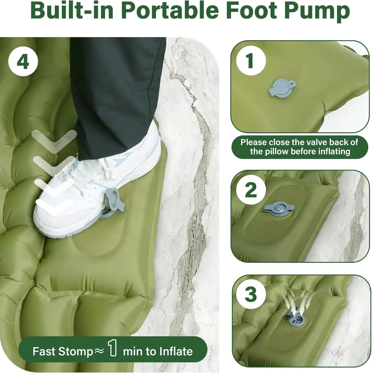 Compact Lightweight Air Mattress Automatic Inflatable Pump Waterproof Soft Camp Sleep Pad Logo Customized for Adult Hiking