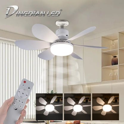 Dingdian 52CM 6 Blade LED Fan Light Easy Install Modern ABS Ceiling Fan Light for Livingroom Decorative Indoor Remote Control