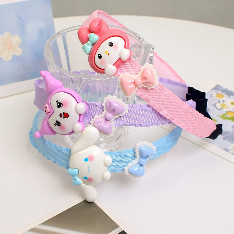 Children Cute Colors Printed Lattice Stripes Hairband Girls Lovely Headband Cartoon Kids Hair Accessories