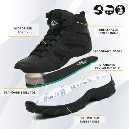 Men's Steel Toe Safety Shoes, Microfiber Upper Rubber Sole, Anti-slip Wear-resistant Breathable Working Shoes for Men